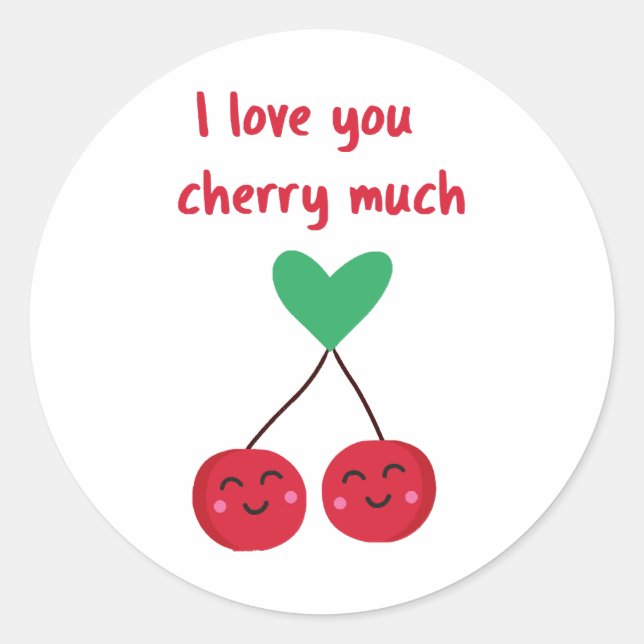 Sticker Rond Je t'aime Cherry Beaucoup Valentine (Devant)