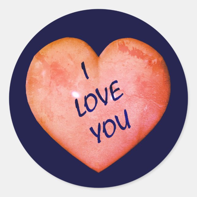 Sticker Rond Je t'aime coeur rose (Devant)