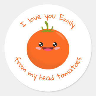 Sticker Rond Je T'Aime De Ma Tête Tomates Drôle Pun