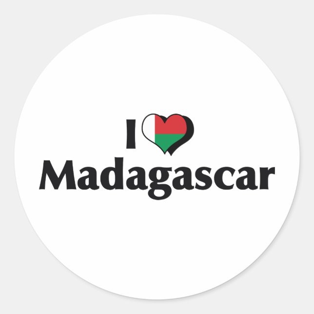 Sticker Rond Je t'aime drapeau de Madagascar (Devant)