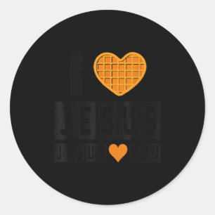 Sticker Rond Je t'aime Jésus Gaufre Cœur Jésus t'aime Drôle Br