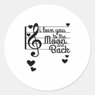 Sticker Rond Je t'aime jusqu'à la lune et retour Citation d'amo