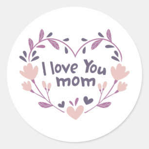 Sticker Rond Je t'aime maman