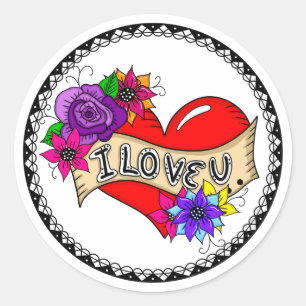 Sticker Rond Je T'Aime Street Art Graffiti Urban Heart
