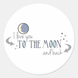 Sticker Rond Je t'aime sur la Lune et de retour