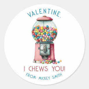 Sticker Rond Je Te Crois, Valentine ! Machine à gumball Valenti