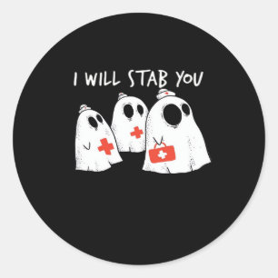 Sticker Rond Je Te Te Te Te Fantôme Infirmière Drôle RN Hallowe