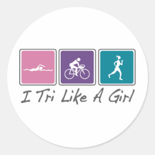Sticker Rond je tri comme une fille (Triathlète)