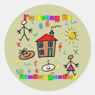 Sticker Rond Je vais à la maternelle