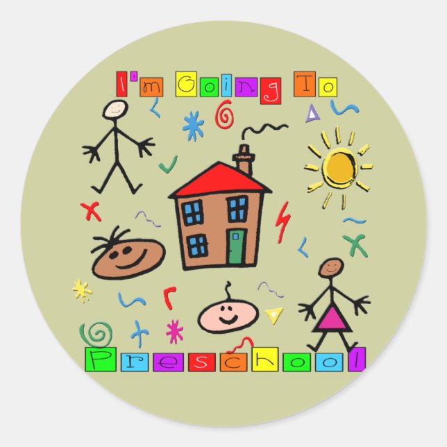 Sticker Rond Je vais en maternelle (Devant)