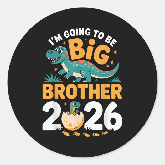 Sticker Rond Je vais être Big Brother 2026 - Grossesse Dino (Devant)