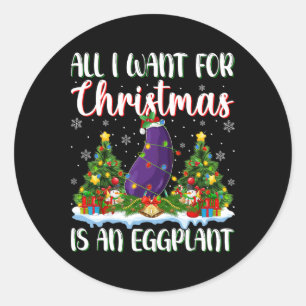 Sticker Rond Je Veux Pour Noël Est Une Poupée Lumière Arbre De