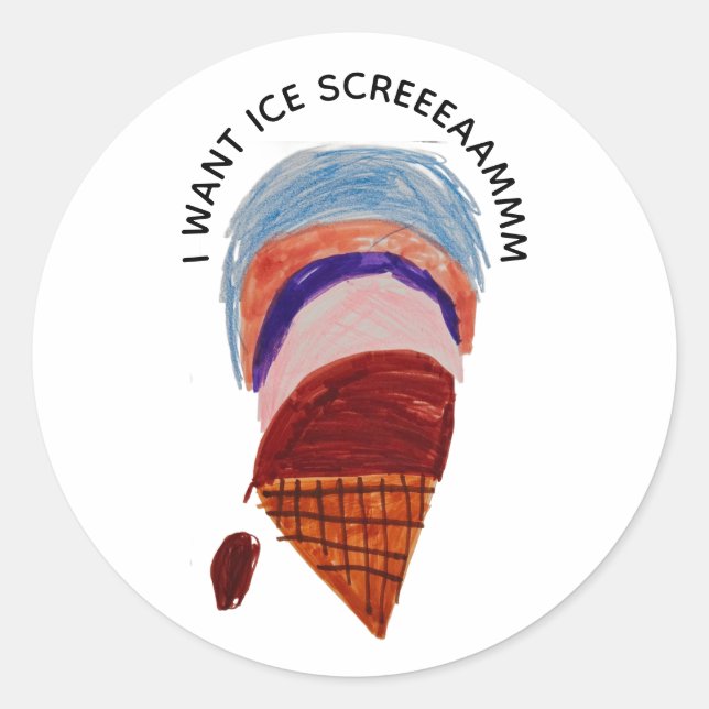 Sticker Rond Je veux un screaammm (Devant)