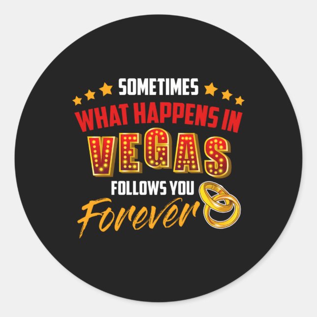 Sticker Rond Je viens de me marier à Las Vegas Mariage (Devant)