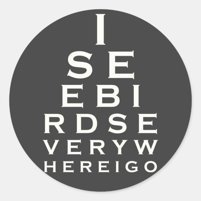 Sticker Rond Je Vois Oiseaux Eyechart (Devant)