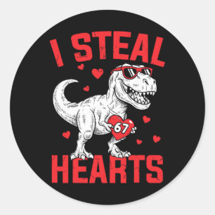 Sticker Rond Je vole 67 cœurs drôle six sept Saint-Valentin Din