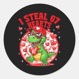 Sticker Rond Je vole 67 cœurs Saint-Valentin 67 Meme 6 7 T-re