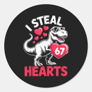 Sticker Rond Je vole des cœurs 67 Saint-Valentin 67 Meme 6 7 T-