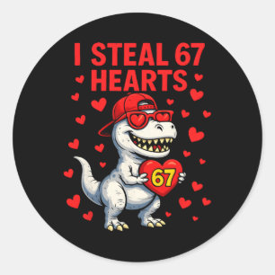 Sticker Rond Je vole des cœurs 67 Saint-Valentin 67 Meme 6 7 T-