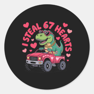 Sticker Rond Je vole des cœurs 67 T-rex Saint-Valentin Drôle 6 