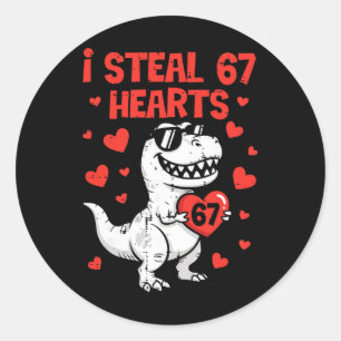 Sticker Rond Je vole des coeurs Dino Boys Dinosaur Valentines 6