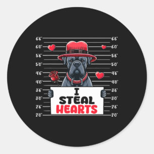 Sticker Rond Je vole des cœurs mignons Cane Corso de la Saint-V