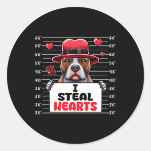 Sticker Rond Je vole des cœurs mignons propriétaire de Pit Bull