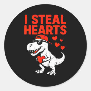Sticker Rond Je vole des coeurs Trex Dino Bébé Garçon Saint-Val