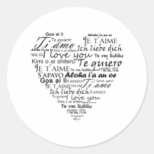 Sticker Rond Je vous aime dans d'autres langues 5