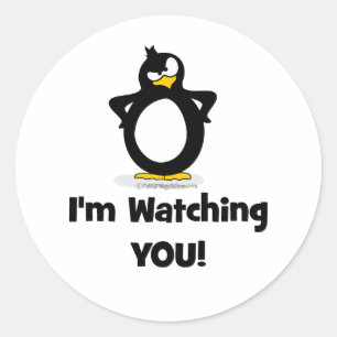 Sticker Rond Je vous regarde Penguin