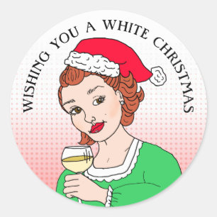 Sticker Rond Je vous souhaite un Humour de Noël blanc