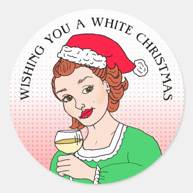 Sticker Rond Je vous souhaite un Humour de Noël blanc (Devant)