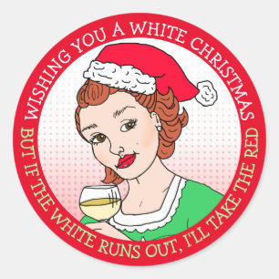 Sticker Rond Je vous souhaite un Humour de Noël blanc