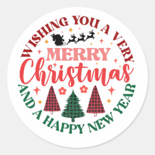 Sticker Rond Je vous souhaite un Joyeux Noël et une Bonne Année