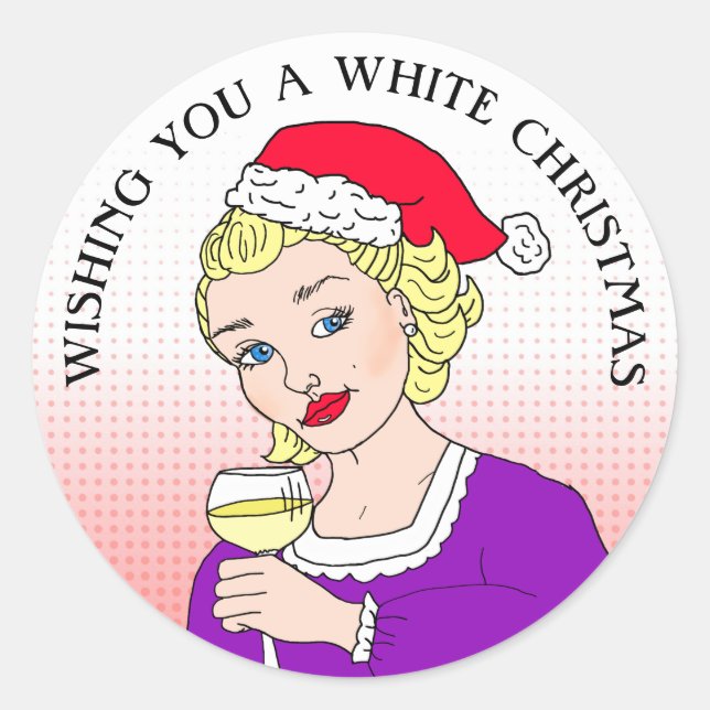 Sticker Rond Je vous souhaite un Noël blanc et des vacances amu (Devant)