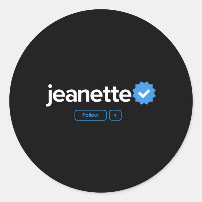 Sticker Rond Jeanette Prénom Vérifié Badge Social Media Je (Devant)