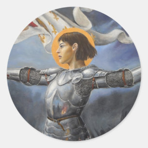 Sticker Rond Jeanne d'Arc avec la bannière