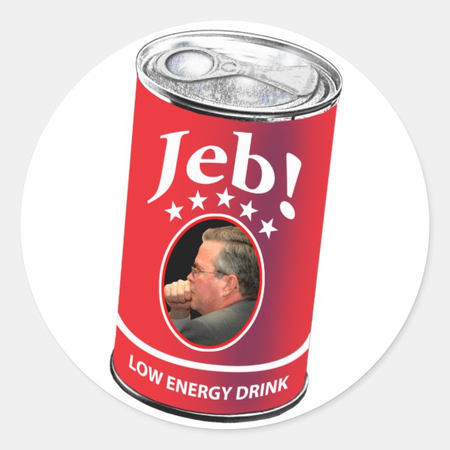 Sticker Rond Jeb Bush pour l'Humour du président, une boisson à (Devant)