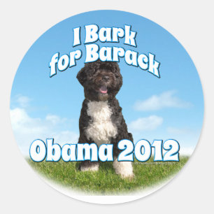 Sticker Rond J'écorce pour Barack, BO le premier chien Obama