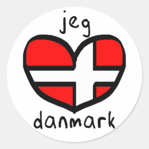 Sticker Rond Jeg Elsker Danmark