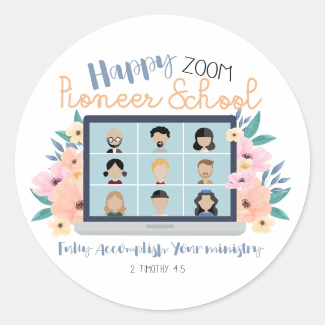 Sticker Rond Jehovah Witness Happy Zoom Pioneer School 2022 (Devant)