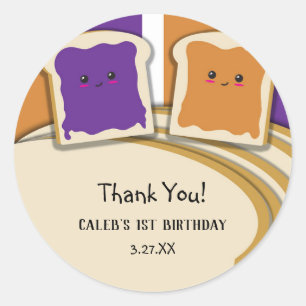 Sticker Rond Jelly de Beurre d'arachide PB&J fête d'anniversair