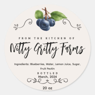 Sticker Rond Jelly de confiture de bleueberry préserver Étiquet