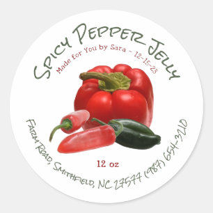 Sticker Rond Jelly de poivre épicé avec poivrons rouges et vert