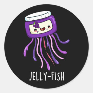 Sticker Rond Jelly-fish Drôle Jelly Jar Pun Dark BG