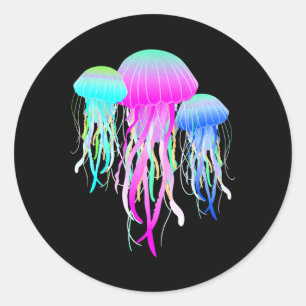 Sticker Rond Jellyfish Ocean Decor Jelly Poissons Sea Animaux
