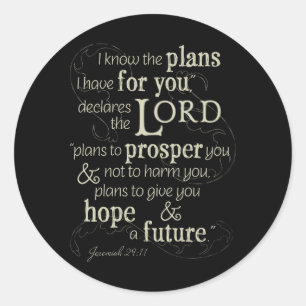 Sticker Rond Jérémie 29:11 Encourager la Bible Verse