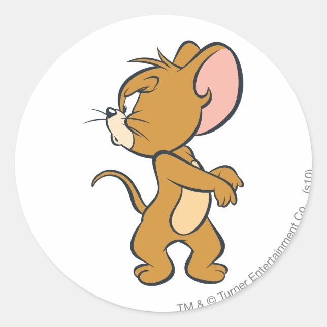 Sticker Rond Jerry Regarder En Arrière En Colère (Devant)