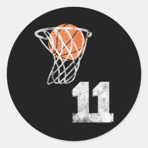 Sticker Rond Jersey de basket-ball vintage numéro 11 du joueur
