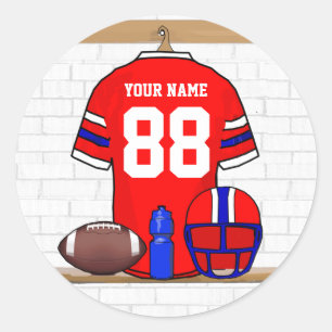 Sticker Rond Jersey de football bleu blanc rouge personnalisé